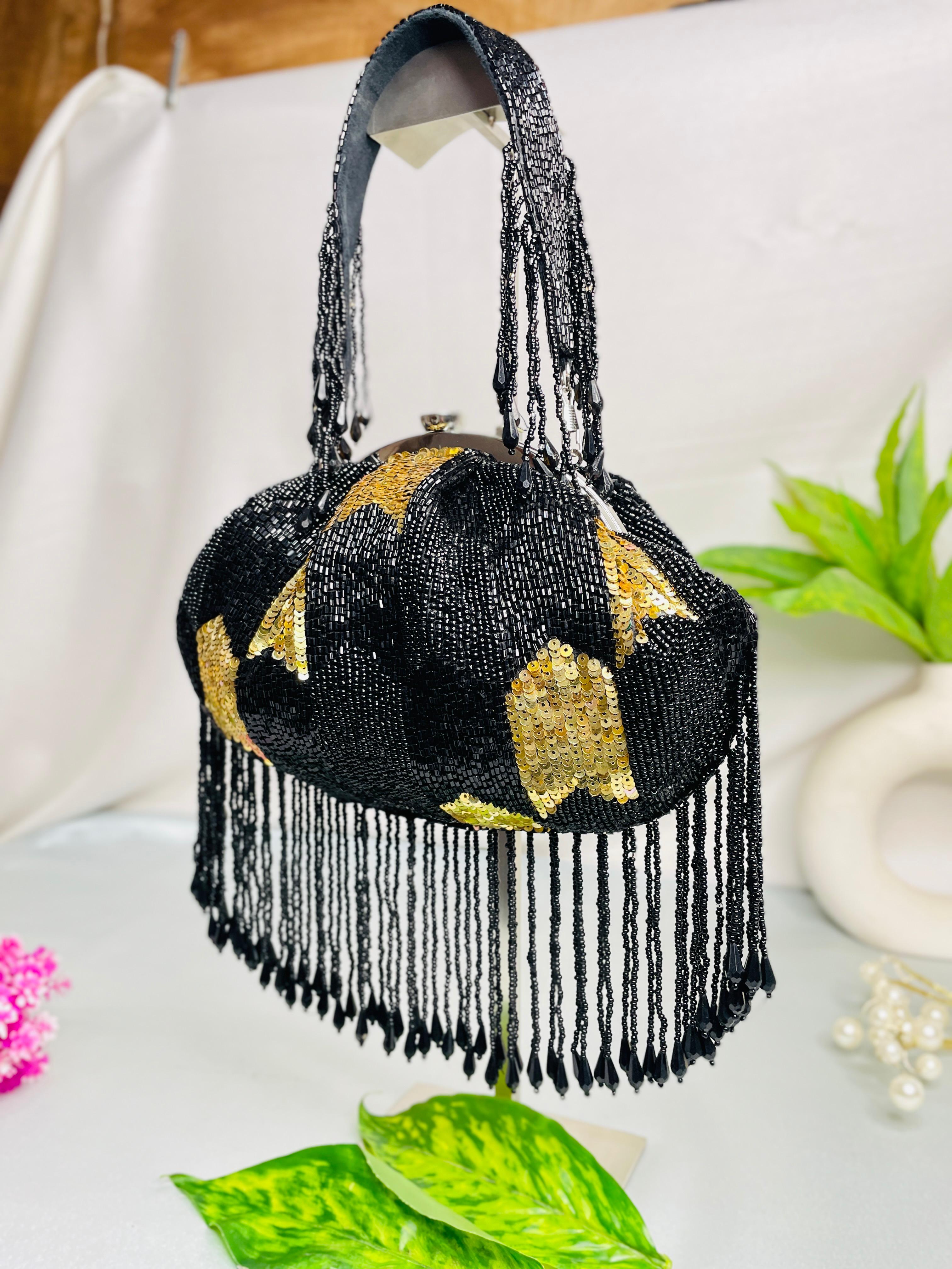 Black dangling latkan purse