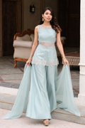 Blue handwork kurta with palazzo and dupatta set