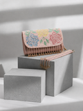 Pink floral beaded bag