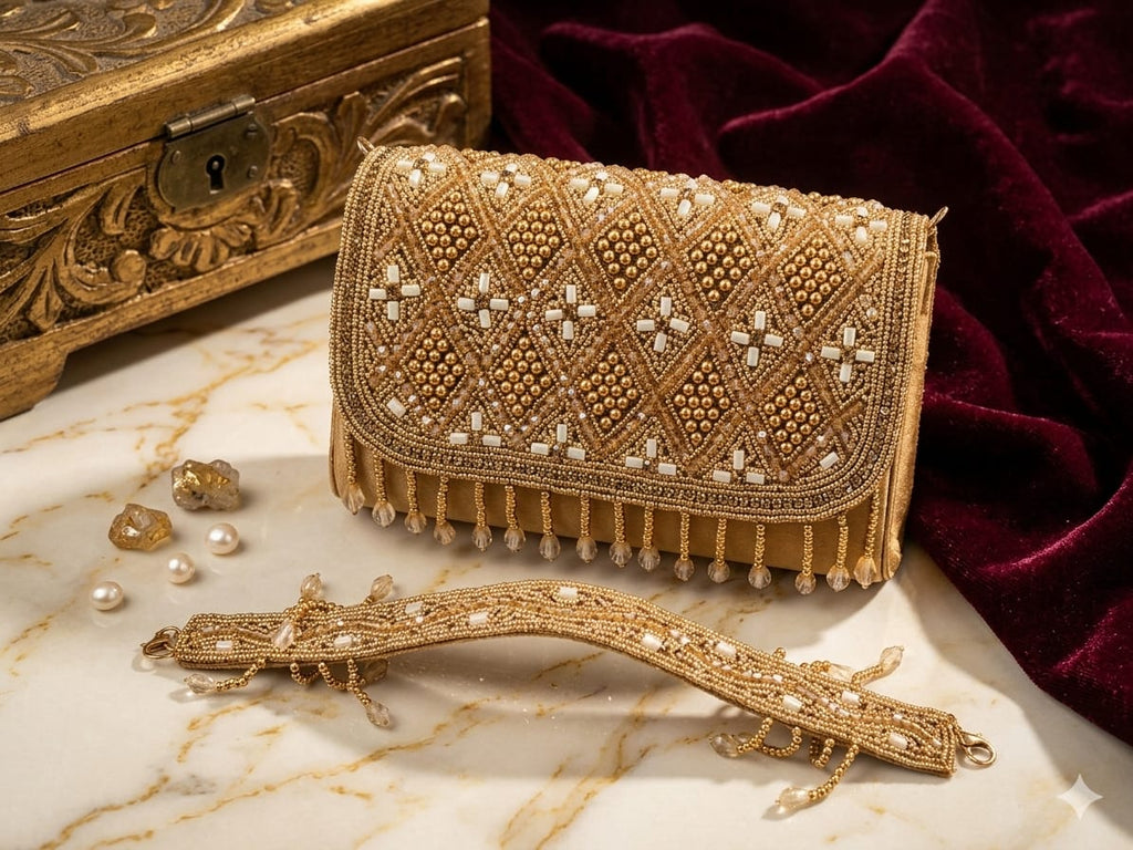 Pink beaded latkan purse