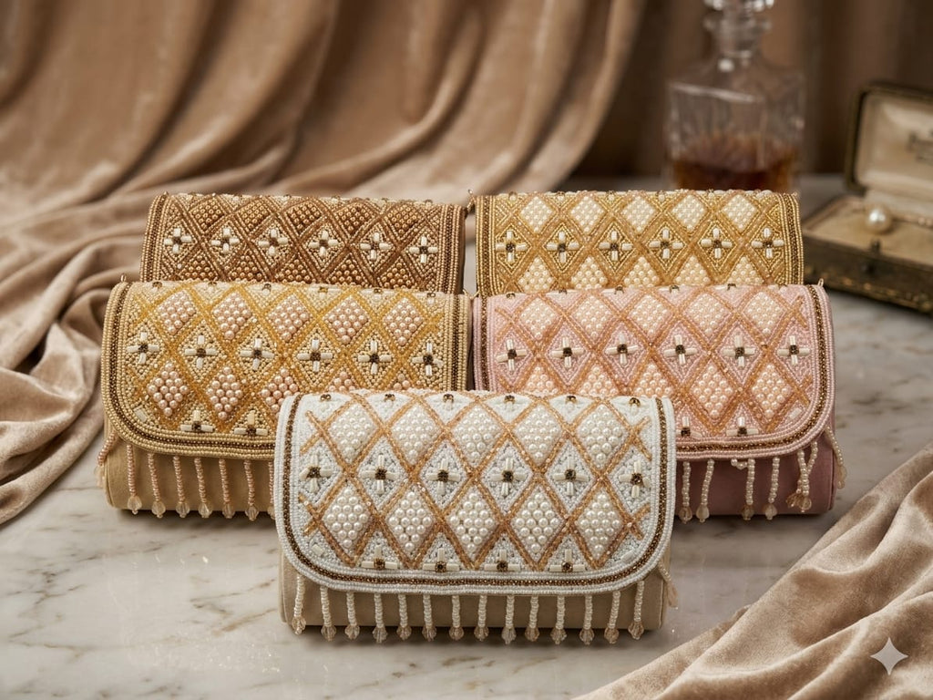 Pink beaded latkan purse