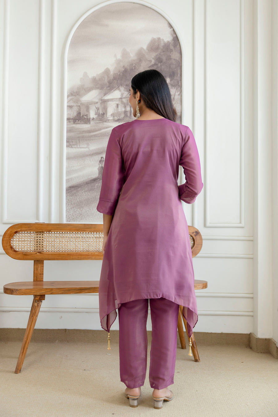 Blue a line kurti with pent set