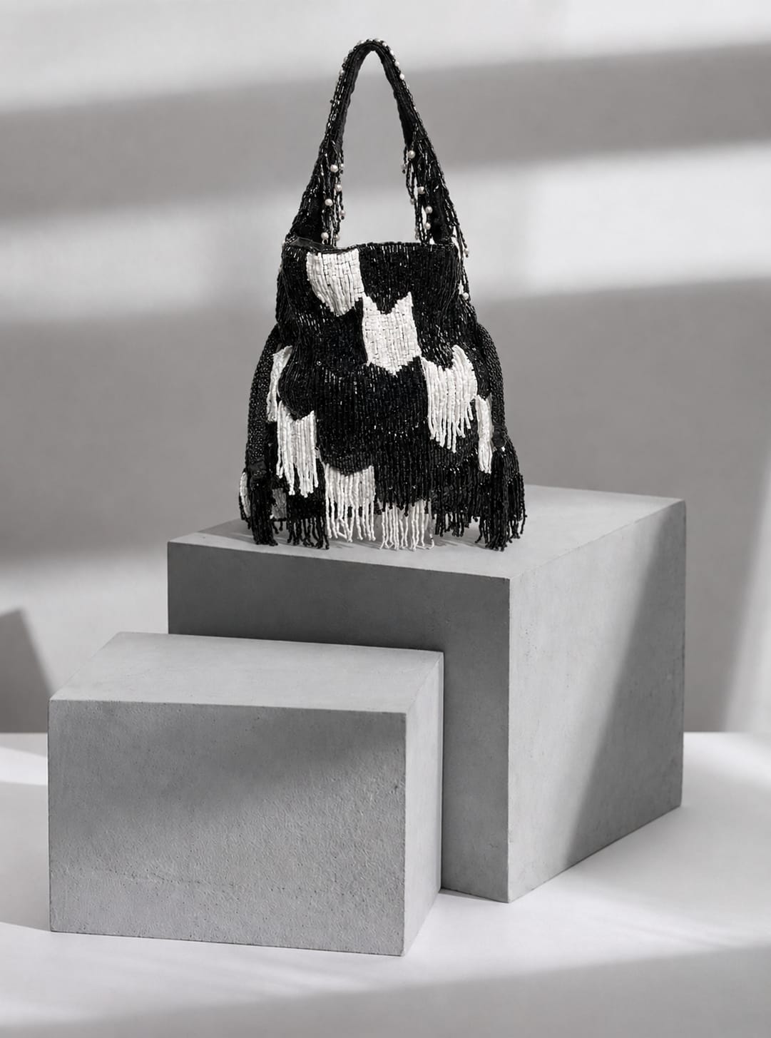 Black silver dangling latkan purse