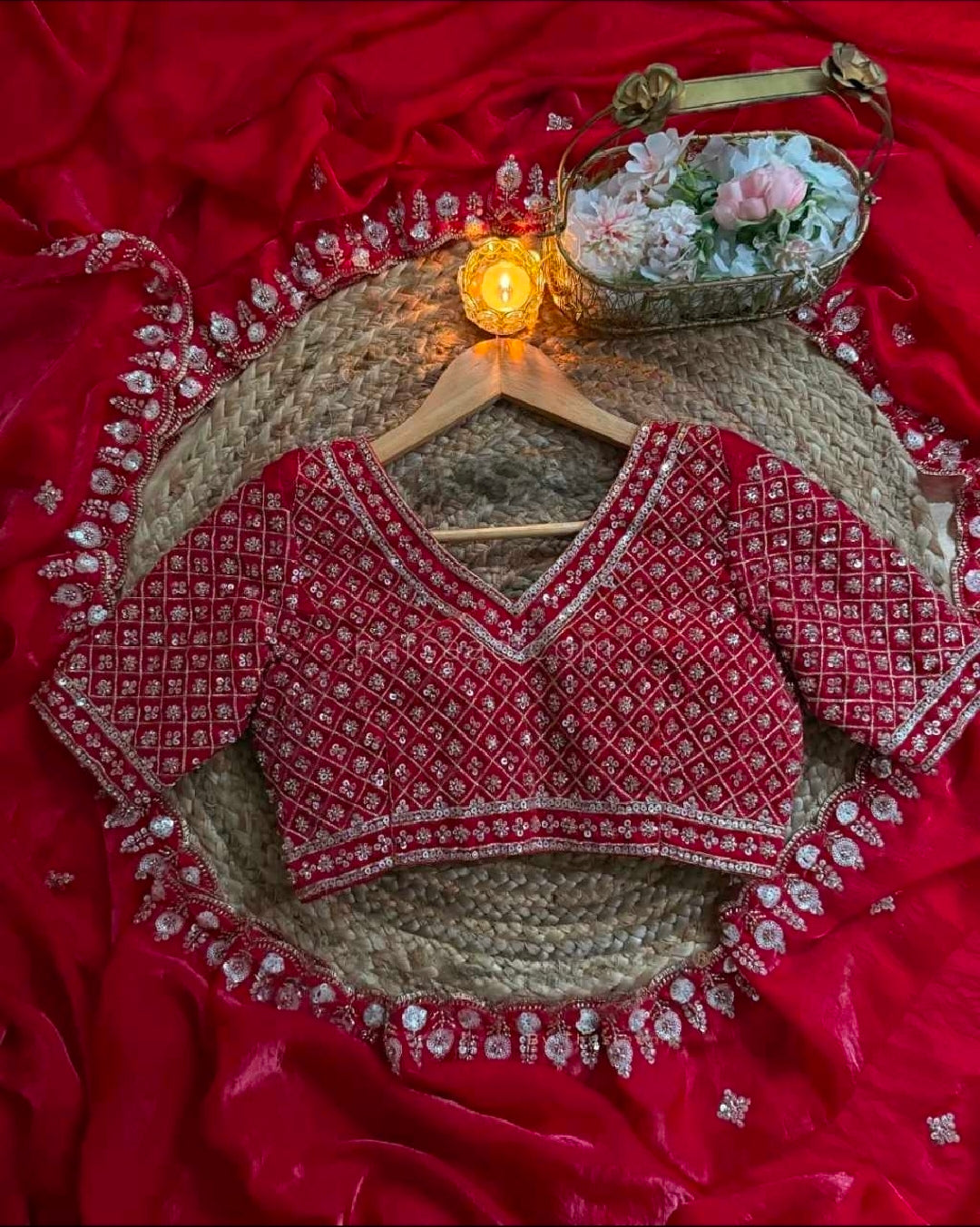 Red saree with blouse
