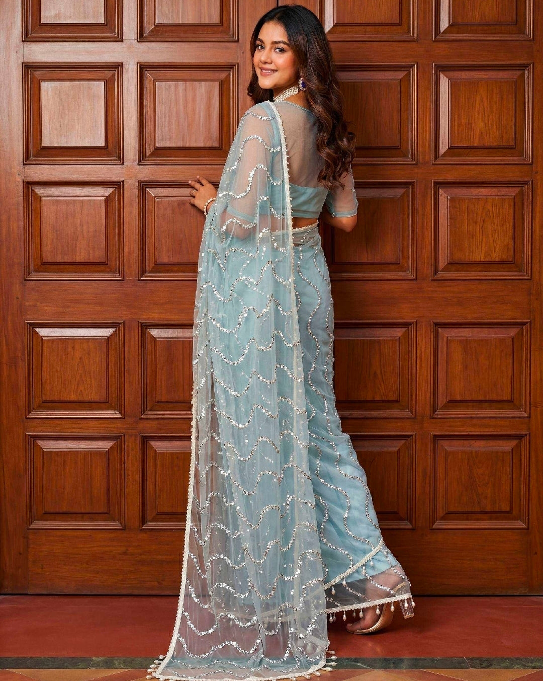 White net sarees with blouse