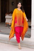 Yellow pink kaftan outfit with dhoti