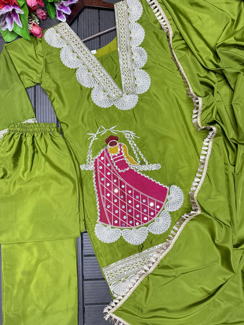 Pink kurti salwar with dupatta set