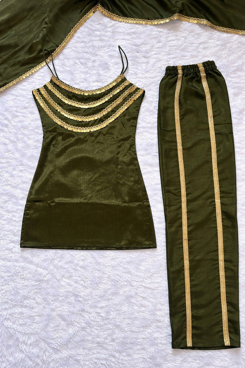 Green corset kurta with palazzo and dupatta