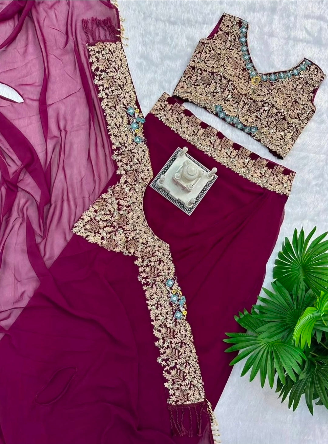 Purple dhoti with top and cape shrug set