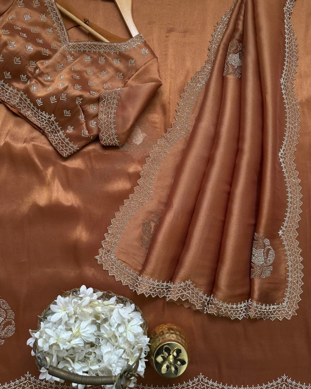 Purple rhinestone saree with blouse