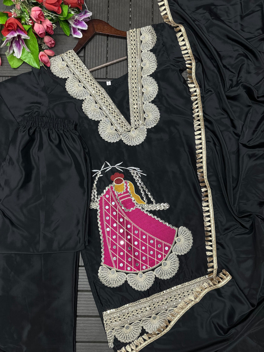 Pink kurti salwar with dupatta set