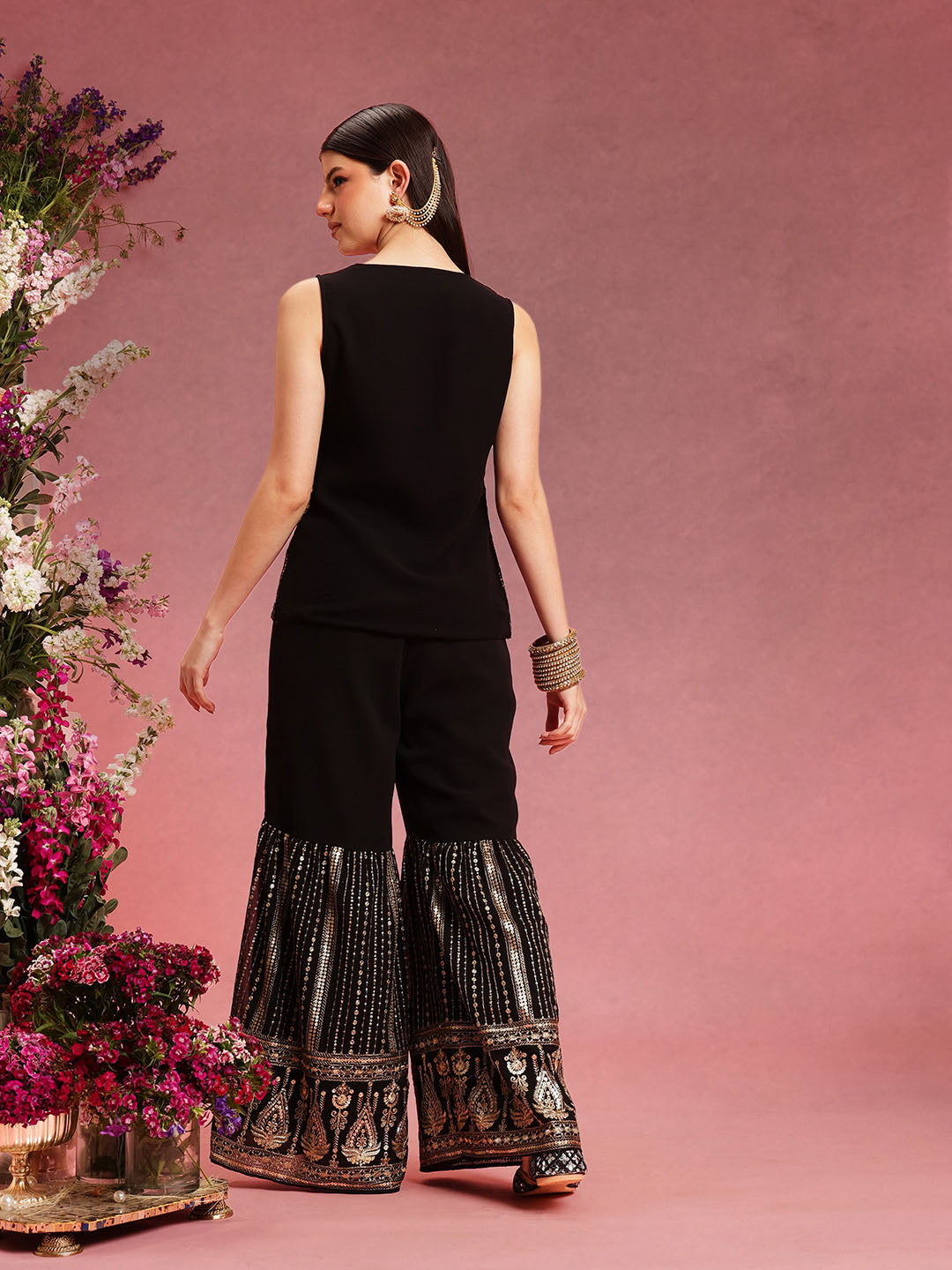 Alveera black indo western top with palazzo