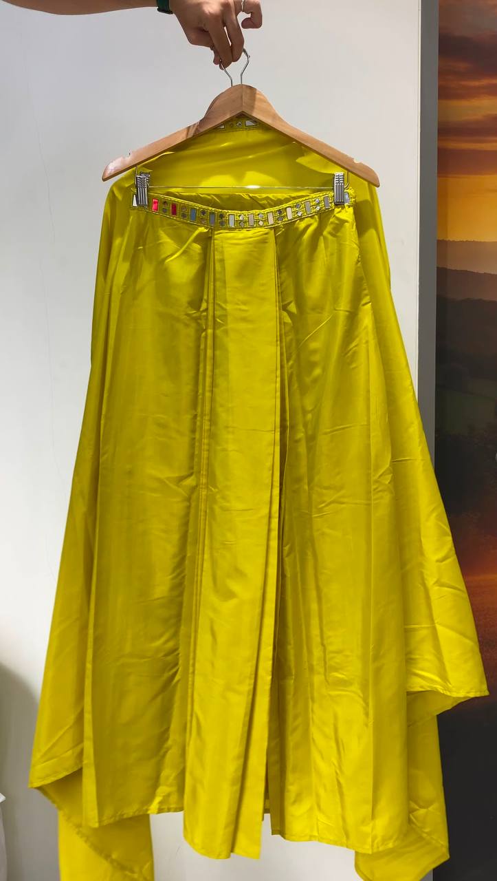 Lime green cape with dhoti and top set