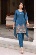 Blue a line kurti with pent set