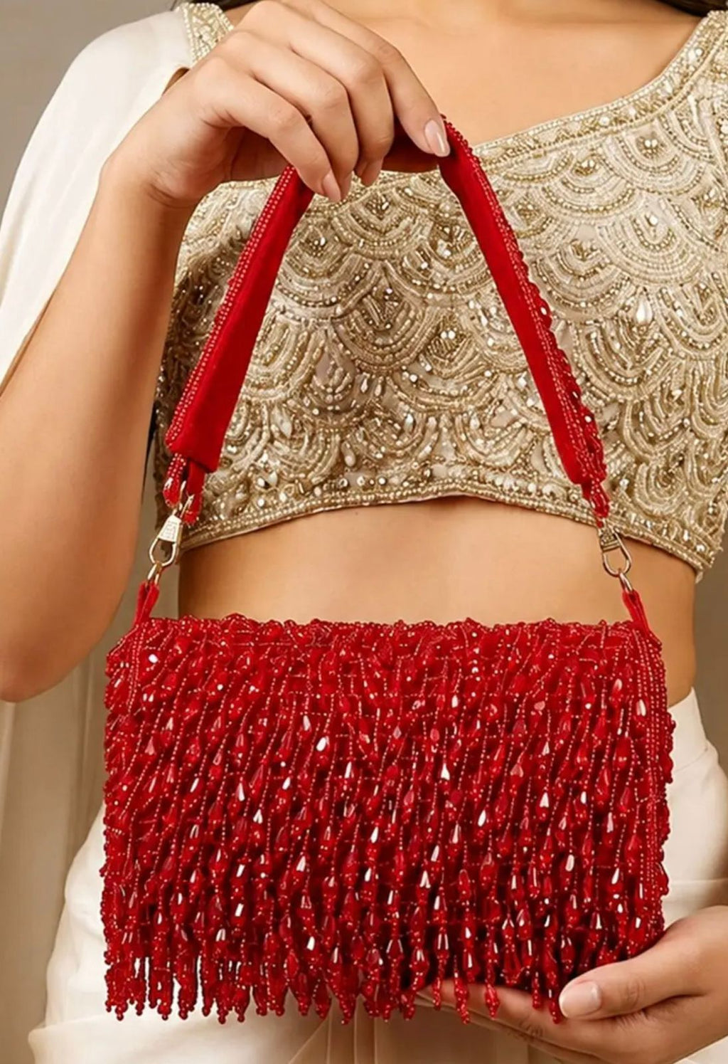 Red dandling latkan purse