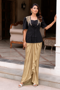 Black jacket with top and dhoti indowestern set