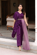 Purple indo western up down kurti with pents