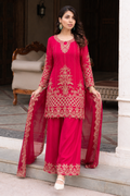 Pink kurti with palazzo and dupatta set