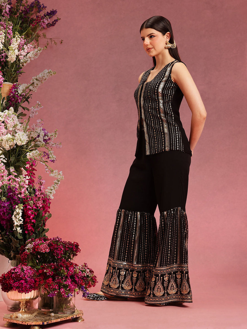 Alveera black indo western top with palazzo