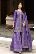 Purple kurti with flaired palazzo and dupatta set