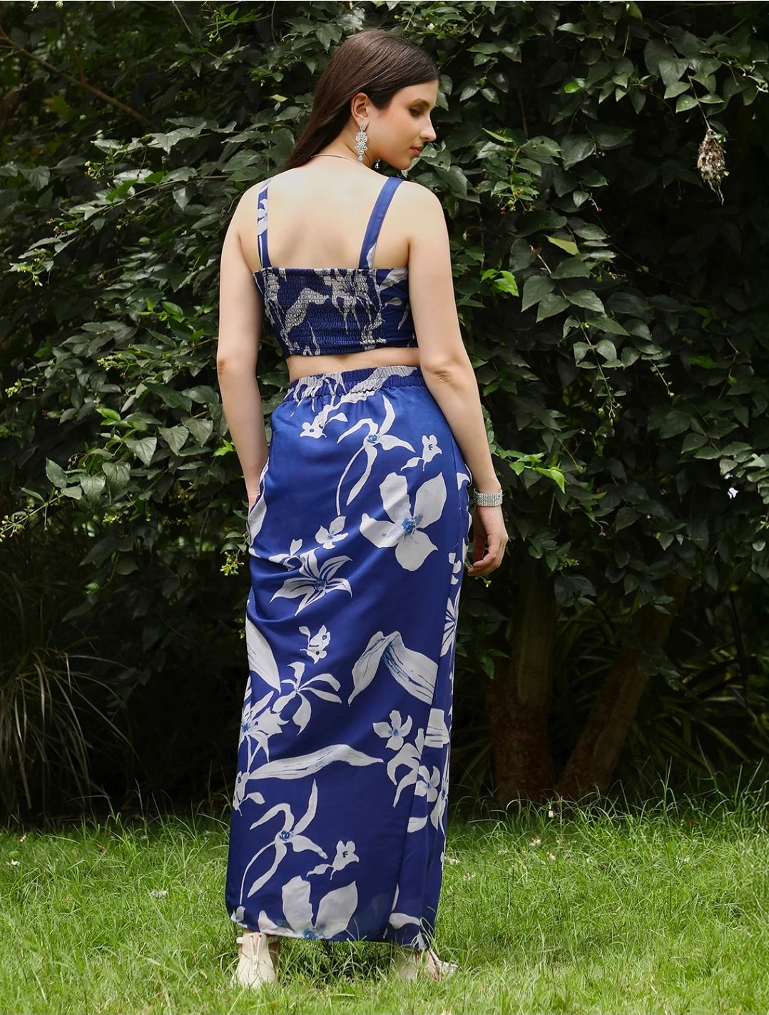Blue corset with dhoti skirt and dupatta 3pc set