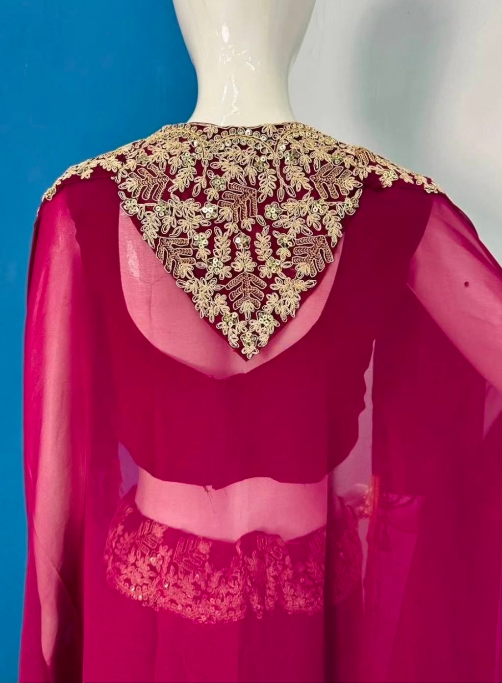 Purple dhoti with top and cape shrug set
