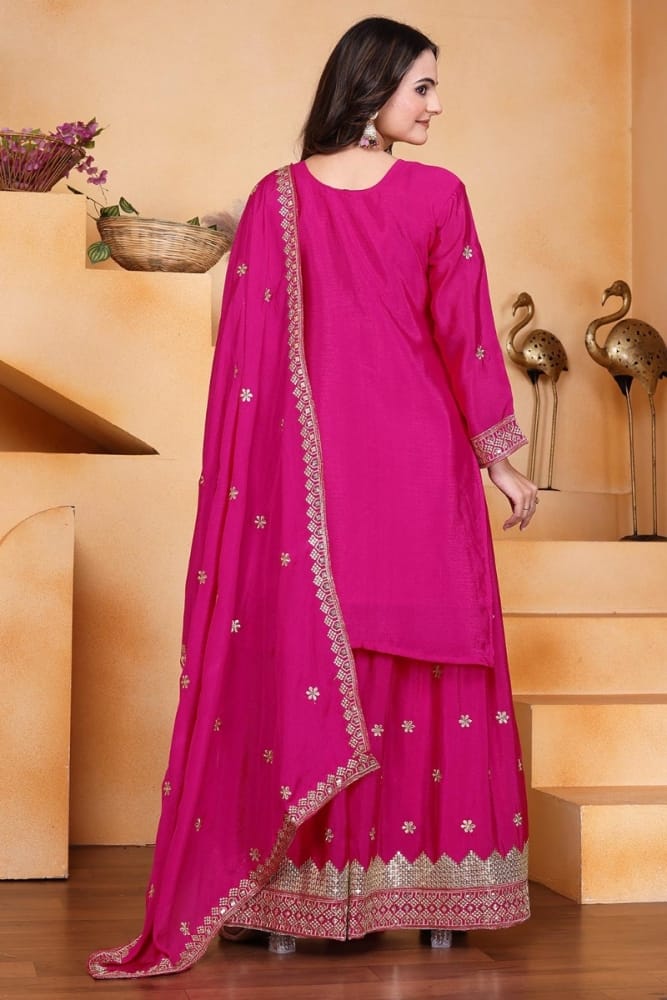 Pink kurti and sharara with dupatta set