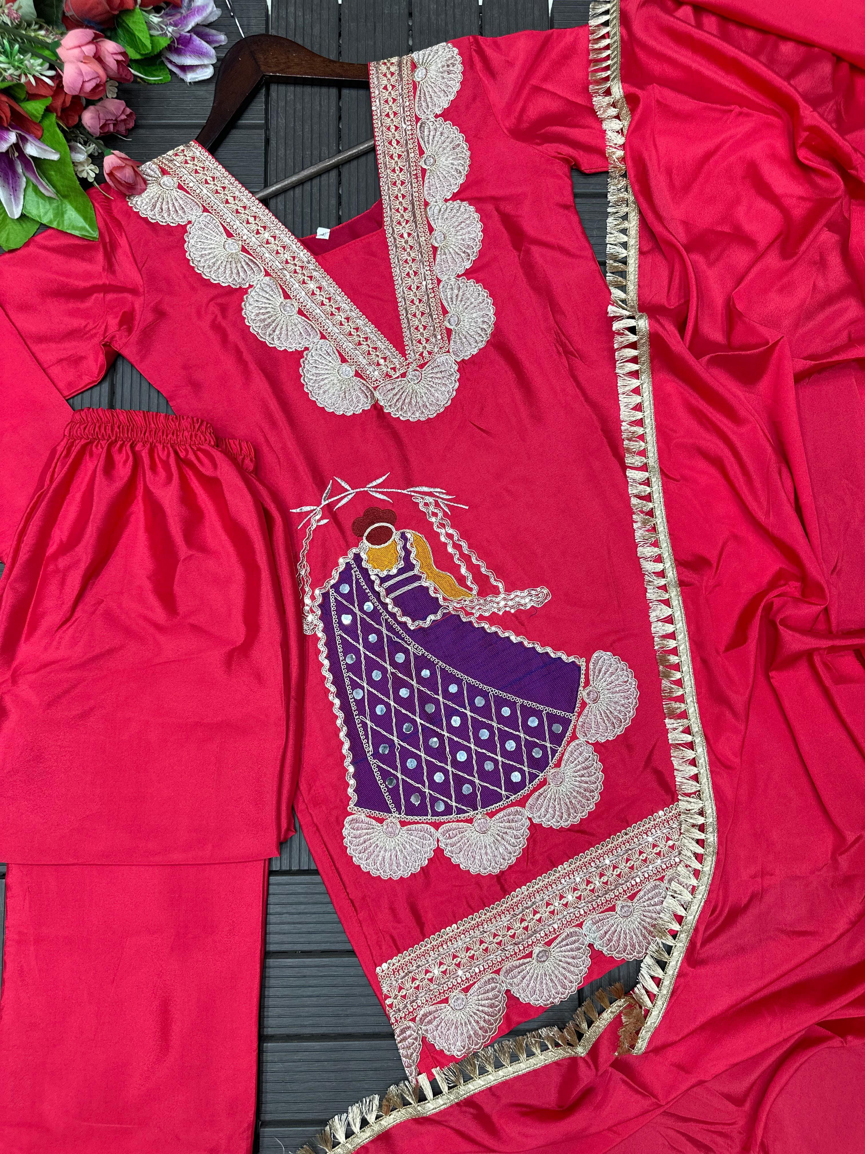 Pink kurti salwar with dupatta set