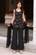 Black corset kurti with palazzo and dupatta 3pc set