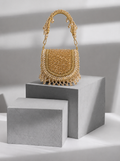 Golden dangling beaded purse