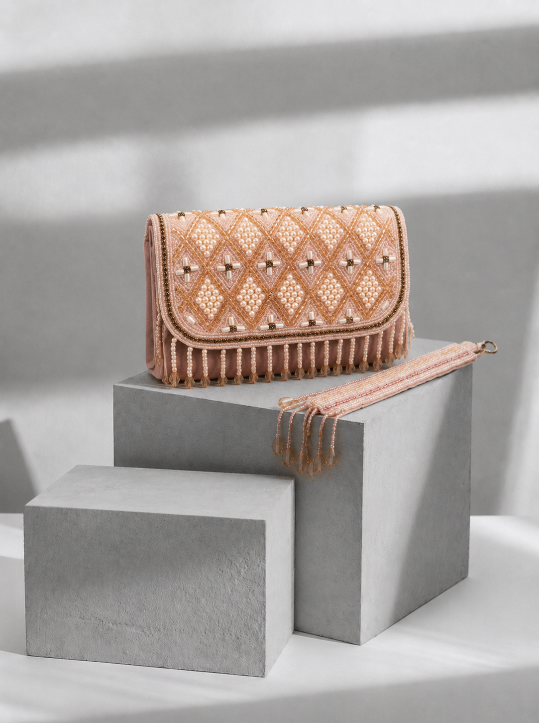 Pink beaded latkan purse
