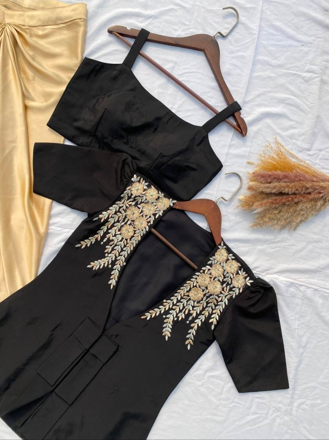 Black jacket with top and dhoti indowestern set