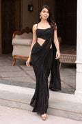 Black sequence saree with corset blouse