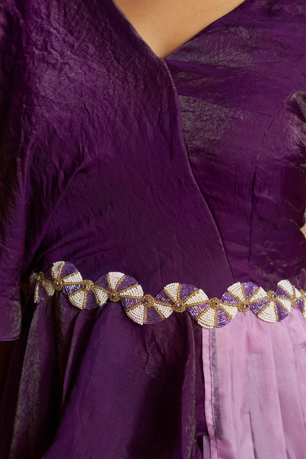 Purple indo western up down kurti with pents