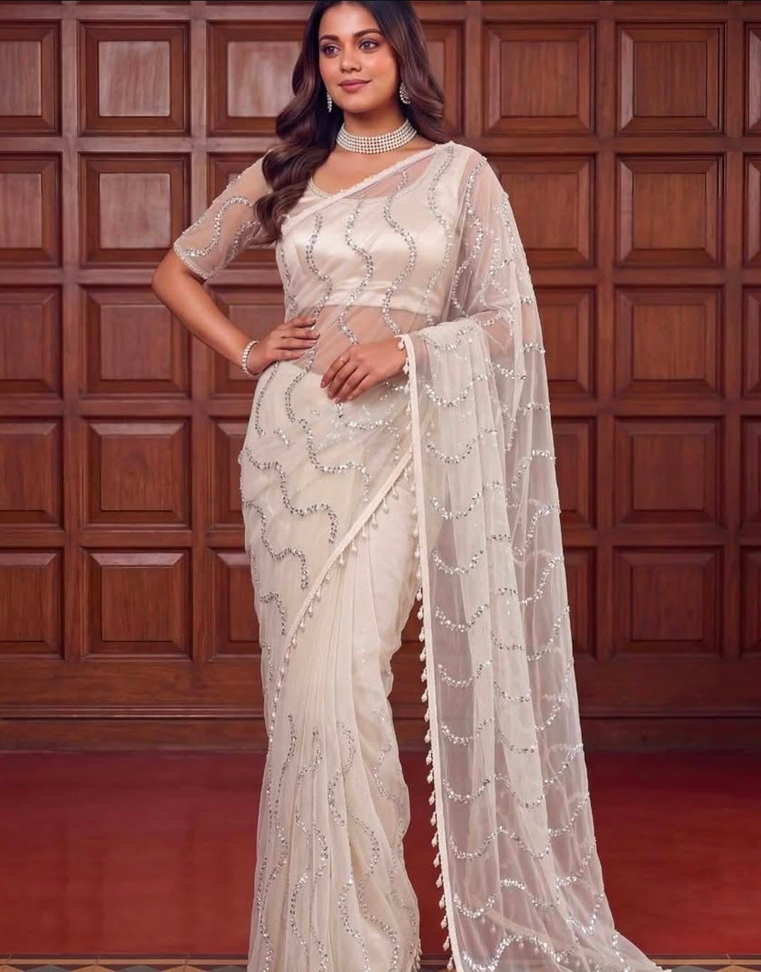 White net sarees with blouse
