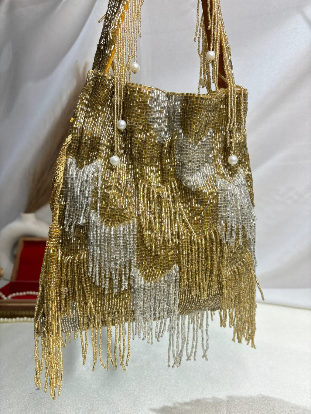 Black silver dangling latkan purse