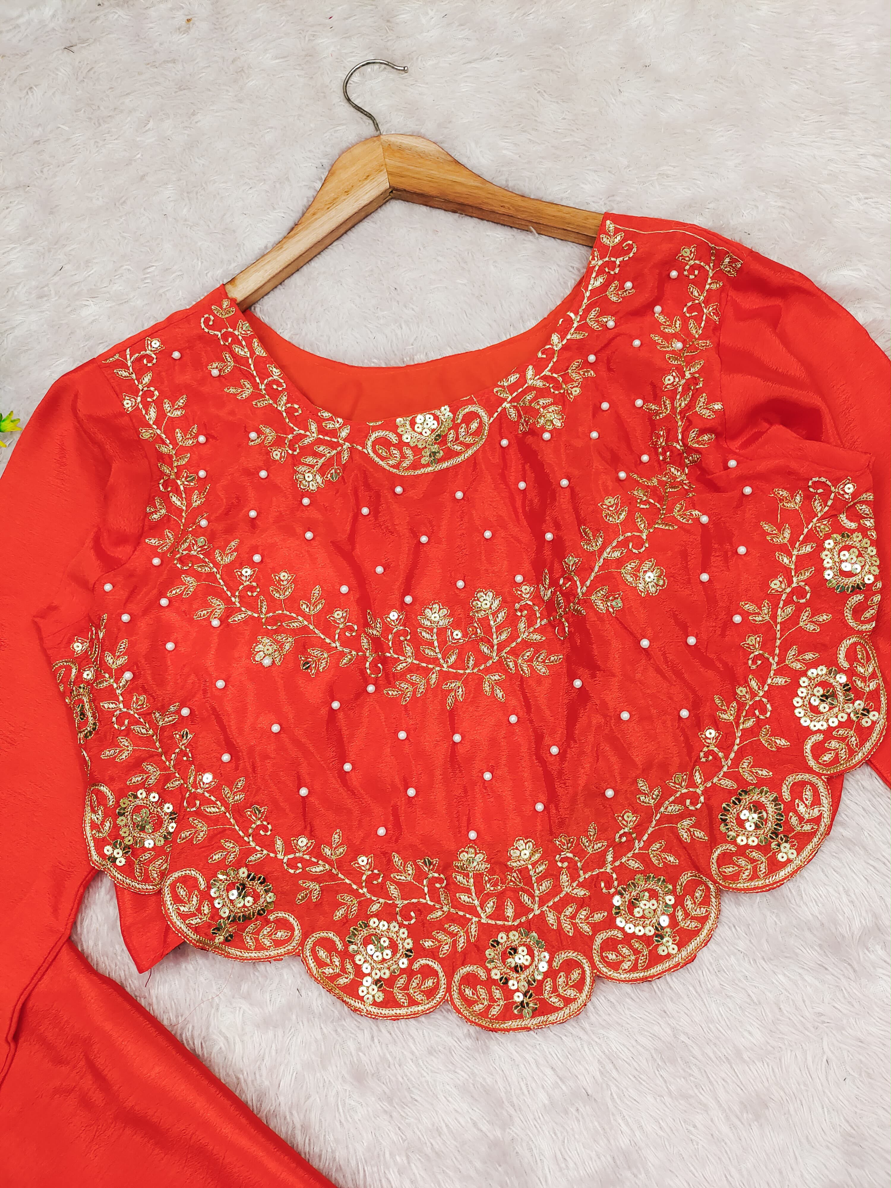 Pink crop top with palazzo