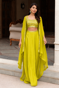 Lime green cape with dhoti and top set