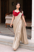 Ivory indian silk saree with blouse