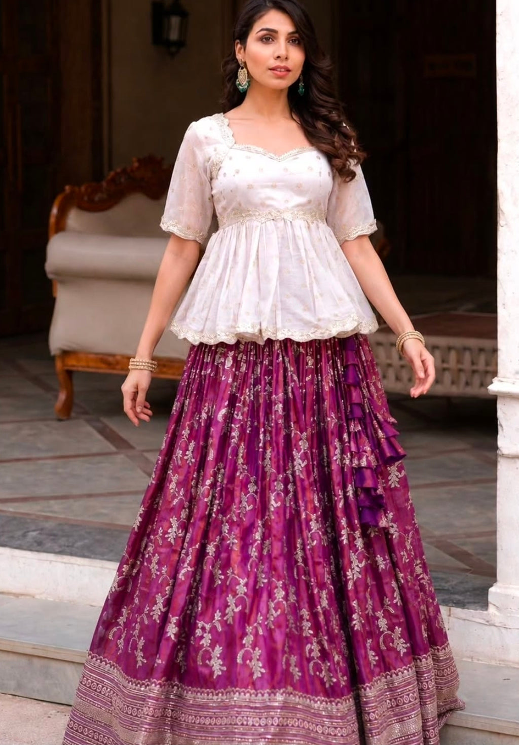 Inaaya purple lehenga with crop top