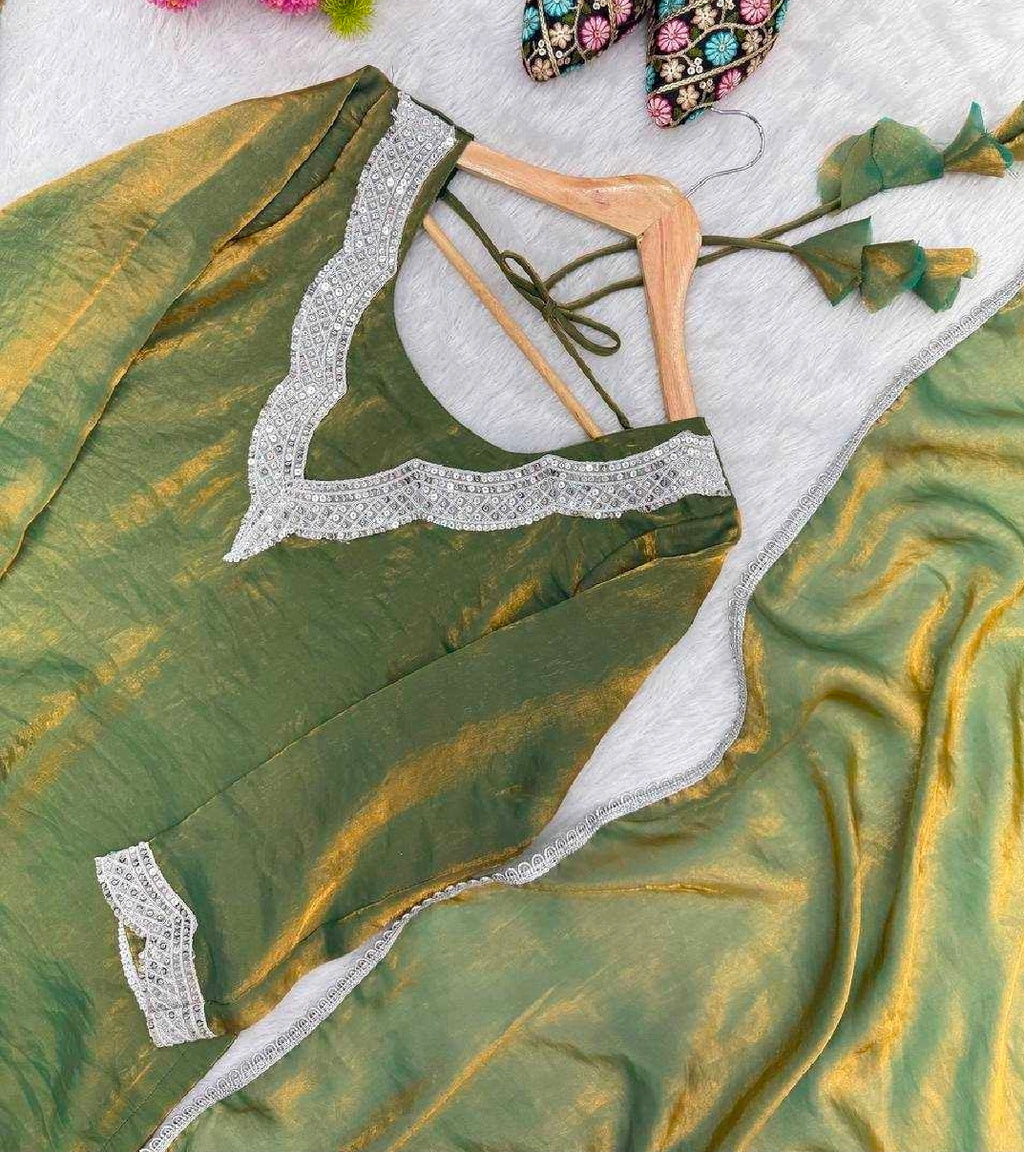Green shimmery suit with sharara and dupatta set