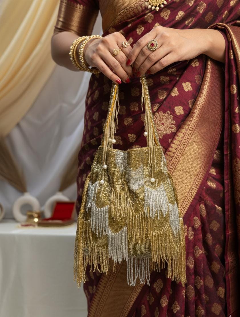 Black silver dangling latkan purse