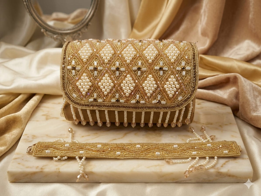 Pink beaded latkan purse
