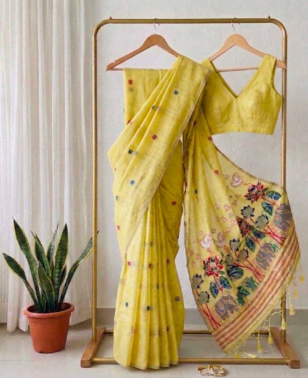 Blue cotton saree with blouse