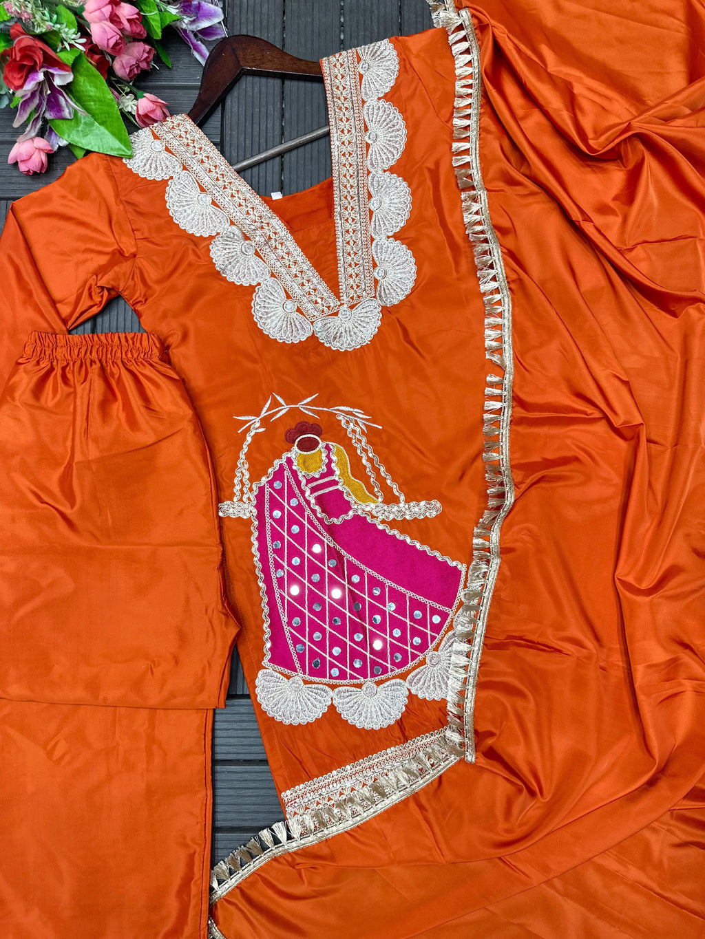 Pink kurti salwar with dupatta set