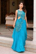 Blue ready to wear lehenga saree with blouse
